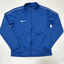 Nike Dri-Fit Full Zip Kids Soccer Training Track Jacket Logo Blue Youth Medium
