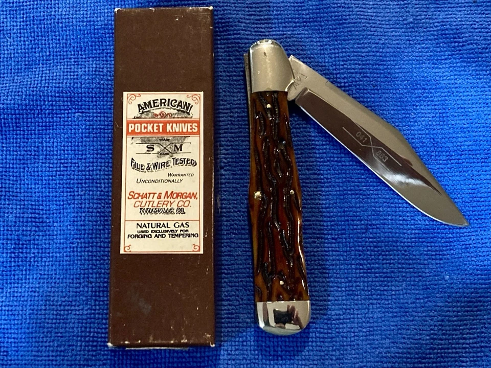 CUCHILLO BOTELLA COCA SCHATT & MORGAN QUEEN CUTLERY EE. UU. 1990 ÁMBAR B0NE #041883 NUEVO EN CAJA Foto 2 de 4