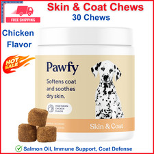 Pawfy Skin  Coat with Salmon Oil - Dog Allergy Relief Chews - 30 Chews Relief