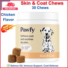 Pawfy Skin & Coat with Salmon Oil - Dog Allergy Relief Chews - 30 Chews Relief 
