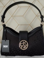 DKNY Bryce Demi Monogram Logo Shoulder Bag Black