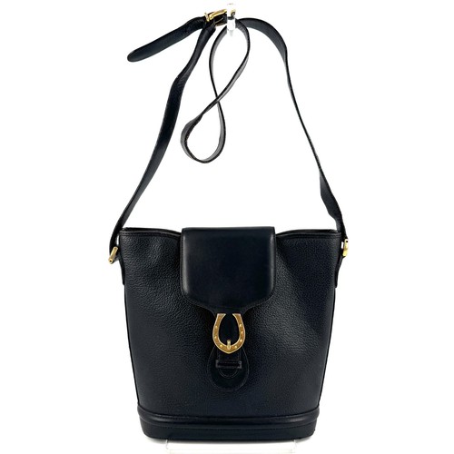 GUCCI Horse Shoe Hardware Shoulder Bag Leather Black Vintage Authentic - Picture 3 of 21