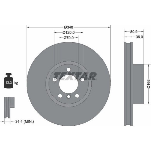 2X Textar 92269505 Bremsscheibe FüR Bmw 7 E65 E66 E67-image