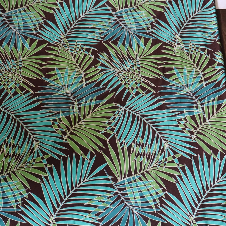 Vtg Marimar Textiles Rayon Fabric Tropical Blue, Green Palms Botanical 3 yds - Image 4 of 4