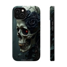 Skull Amid Black Roses Phone Case for iPhone 15 14 13 Samsung Galaxy S24 Pixel -