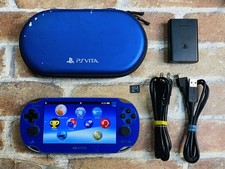 SONY PS Vita PCH-1000 Sapphire Blue ZA04 Mobile case Charger 8GB Tested No.2D P