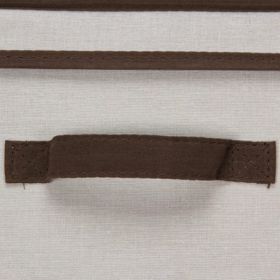 513 Almacenamiento con Tapa y Asa - Lona Beige Natural con Borde Marrón - Grande Foto 4 de 4