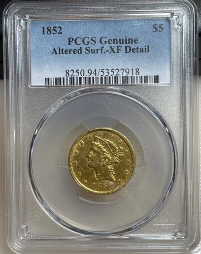 Photo of a 1852-P Liberty Half Eagle from an eBay listing that sold on Apr 30, 2026