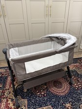 4 in 1 Baby Crib Bedside Cot with Wheels, Mosquito Net & Mattress Grey