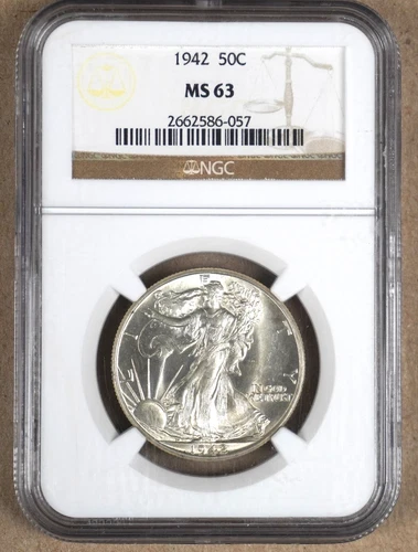 1942 WALKING LIBERTY HALF DOLLAR NGC MS63 586057