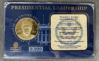 Donald Trump Presidential Leadership 24K Gold Layered Proof American Mint COA