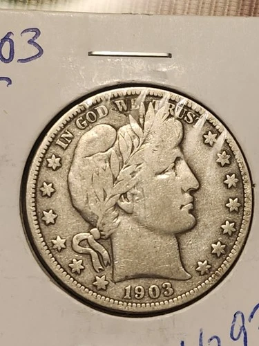 1903s Barber Half Dollar  In Fine. Nice Color, Detail,  And Eye Appeal.