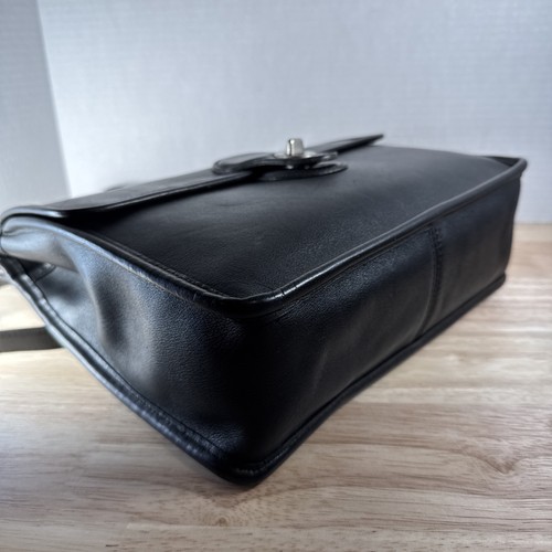 Vtg Coach Willis Top Handle 9927 Black Leather Crossbody Bag Nickel Turnlock - Picture 7 of 11