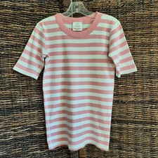 Hanna Andersson 100 Organic Cotton Striped Pajama Shirt Kids 14 160 Pink White