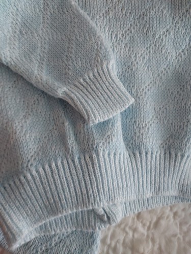 Vintage Baby Knit Outfit Boy Blue size up to 6 months 100 % cotton 4 pcs button - Picture 9 of 11
