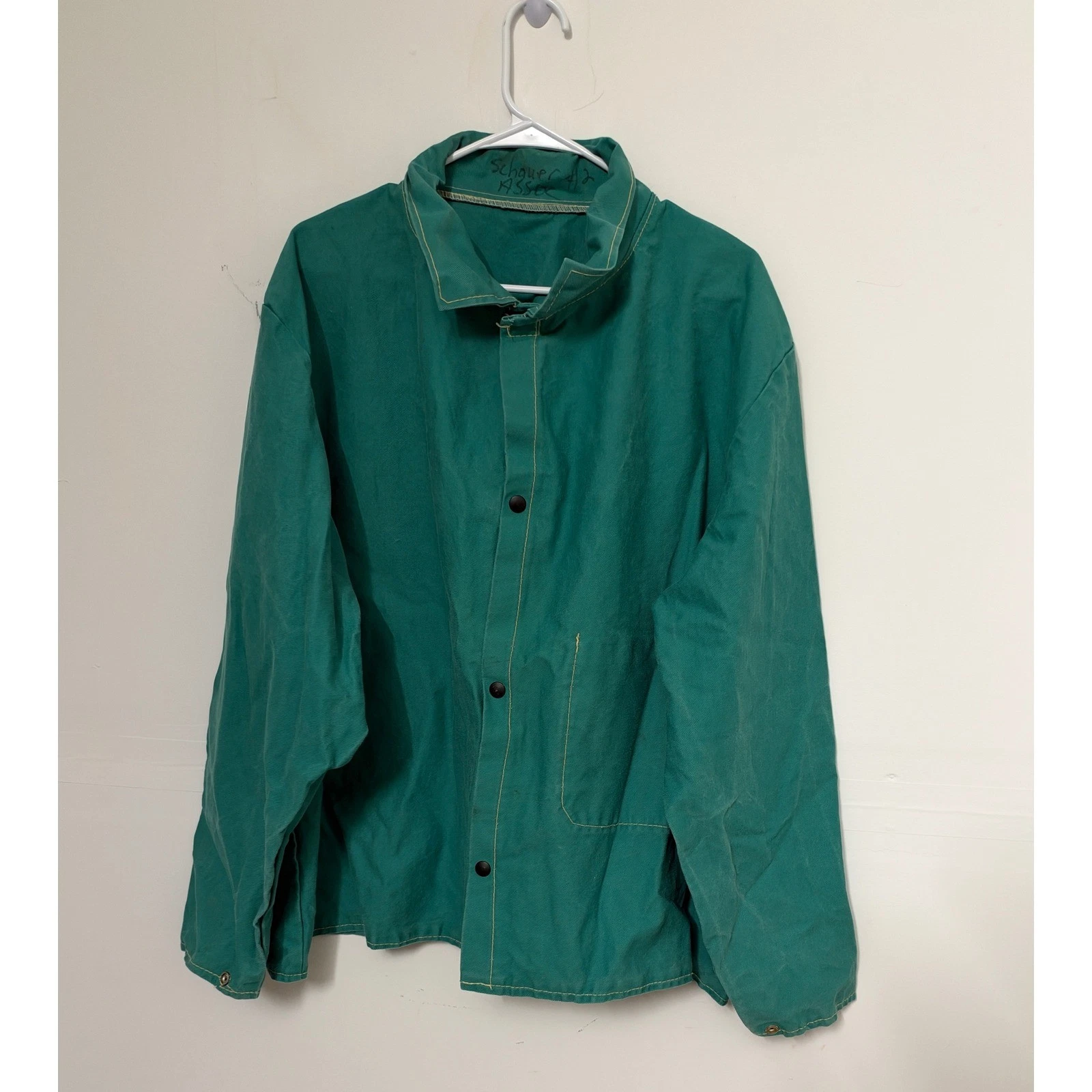 Vtg European Green Canvas Chore Jacket Mens 2XL Snap Button Workwear Boxy RARE - product detail image 1