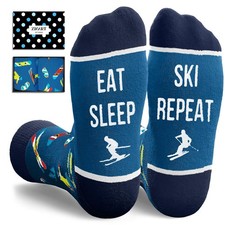 Zmart Skiing Gifts for Men Women - Ski Socks, Medium, Eat Sleep Repeat