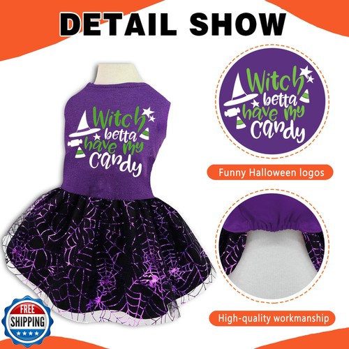 Halloween Hundekleid, Hexe Süßigkeiten Spinnennetz Tutu Rock, Urlaub Katze Kostüm f - Bild 3 von 5
