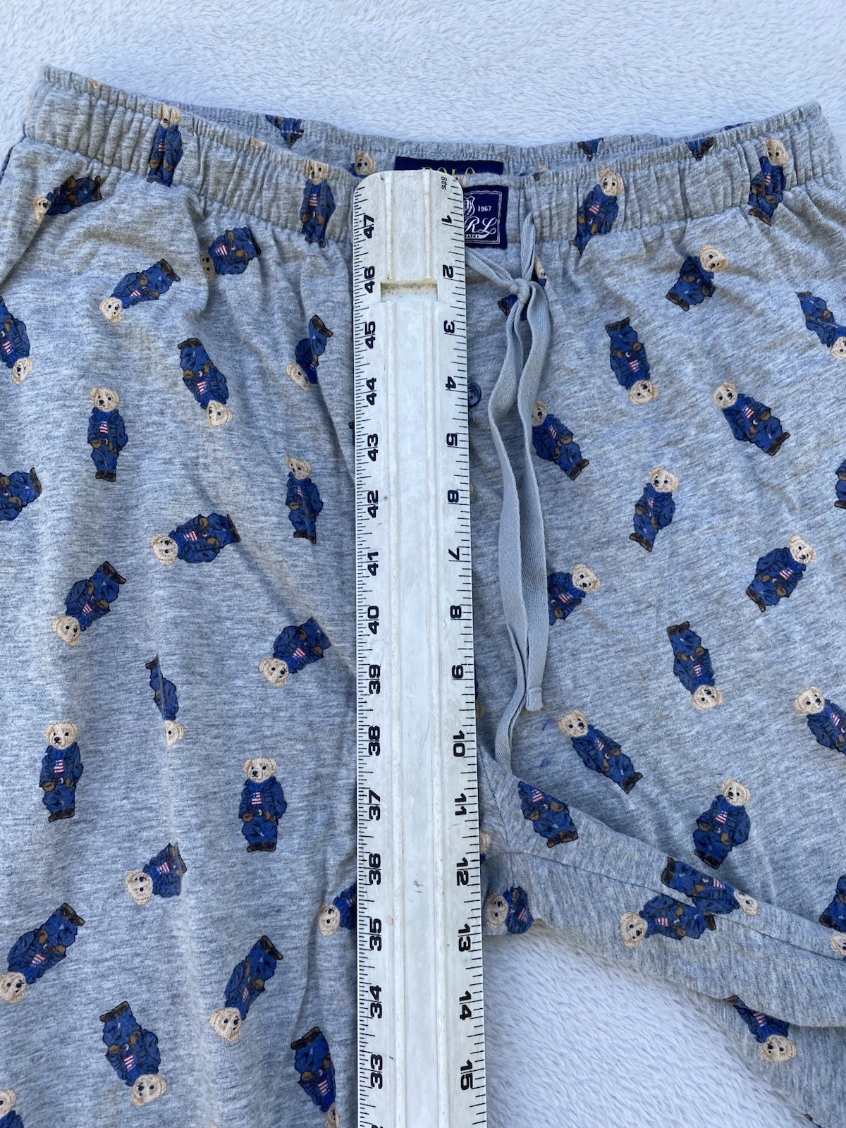 Mens Polo Ralph Lauren Bear Pajama Pants Navy Gray Waffle Knit Top Sleepwear S/M thumbnail 13