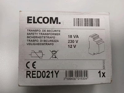 ELCOM RED021Y Trafo 18VA 18W 12V Klingel Sicherheitstrafo
