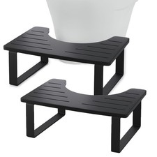 2 Pack Black Squatting Potty for Adults, Wooden Toilet Poop Stool, Bamboo Squ...