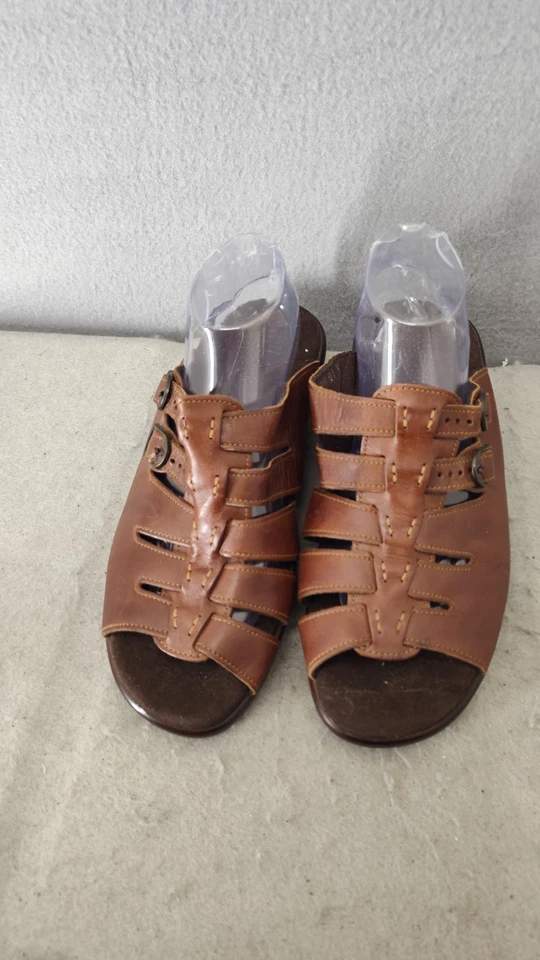SAS Tripad Comfort Women Sandal 10W Brown Leather Slip On Low Wedge Shoes - Image 2 of 4