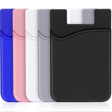 SHANSHUI Card Holder for Phone, Adhesive Phone Wallet Multi-Colors 5 Pack