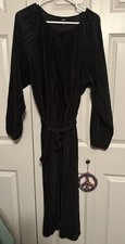 Simply Vera Vera Wang Black Pleated Tie Waist Belted Dress Long Sleeve XXL