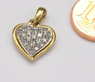 Bi Color Anhänger klein Herz 29x  Brillant Diamant 0.45 Carat 750  Gold modern