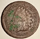 1863 US INDIAN HEAD CENT - RARE CIVIL WAR COPPER/NICKEL PENNY USA - 1863-P