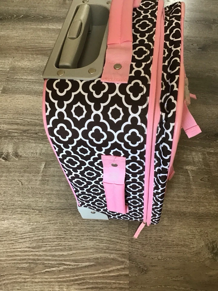 Pottery Barn kids Mackenzie Girls Rolling suitcase luggage Brown & Pink Alyssa - Image 2 of 4