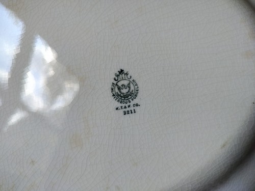 Antique 1800s Knowles Serving Platter Semi Vitreous Porcelain White Gold Ribbon - Picture 9 of 19