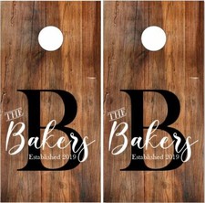 Family Names Aged Wood LAMINATED Cornhole Wrap Bag Toss Skin Decal Sticker