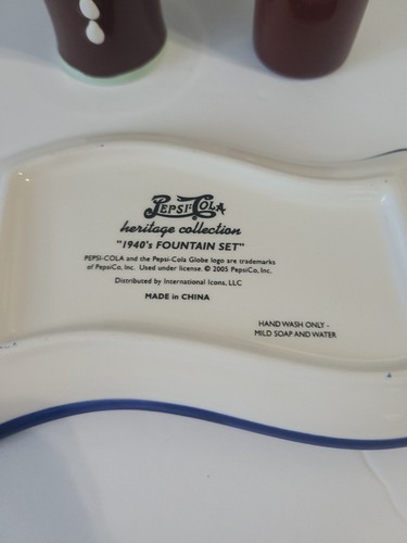 Rare Pepsi Cola 1940s Fountain Set w/ Salt & Pepper Shakers and Tray New in Box - Picture 5 of 8