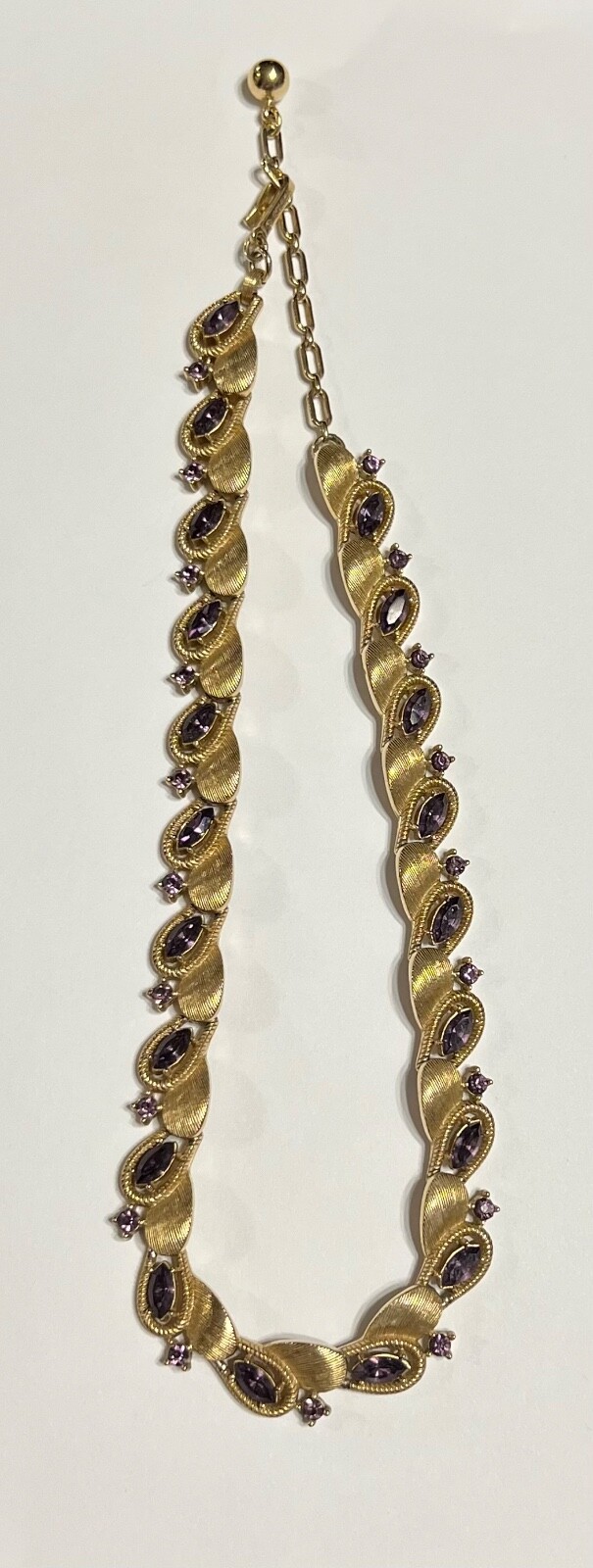 VTG Trifari Goldtone & Purple Stone Necklace - image 1