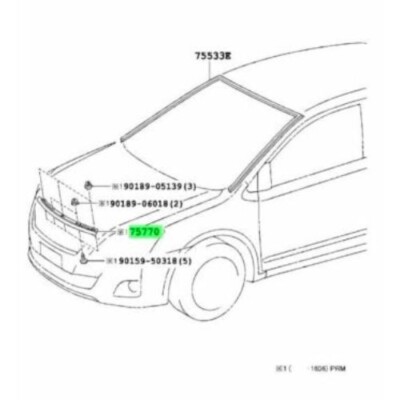 Toyota OEM 75770-20120 Premio NZT ZRT ZRT MOULDING ASSY HOOD FRONT