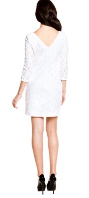 Diane Von Furstenberg DVF White Sarita Flower Lace Shift Cocktail Dress |  eBay