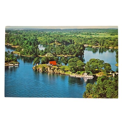 Postcard Aerial View Million Dollar Row Thousand Islands St Lawrence River NY