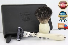 Kit Spazzola da Barba Uomo Tasso, 3 Bordi Compatibile Rasoio Barba Toelettatura Set Rasatura