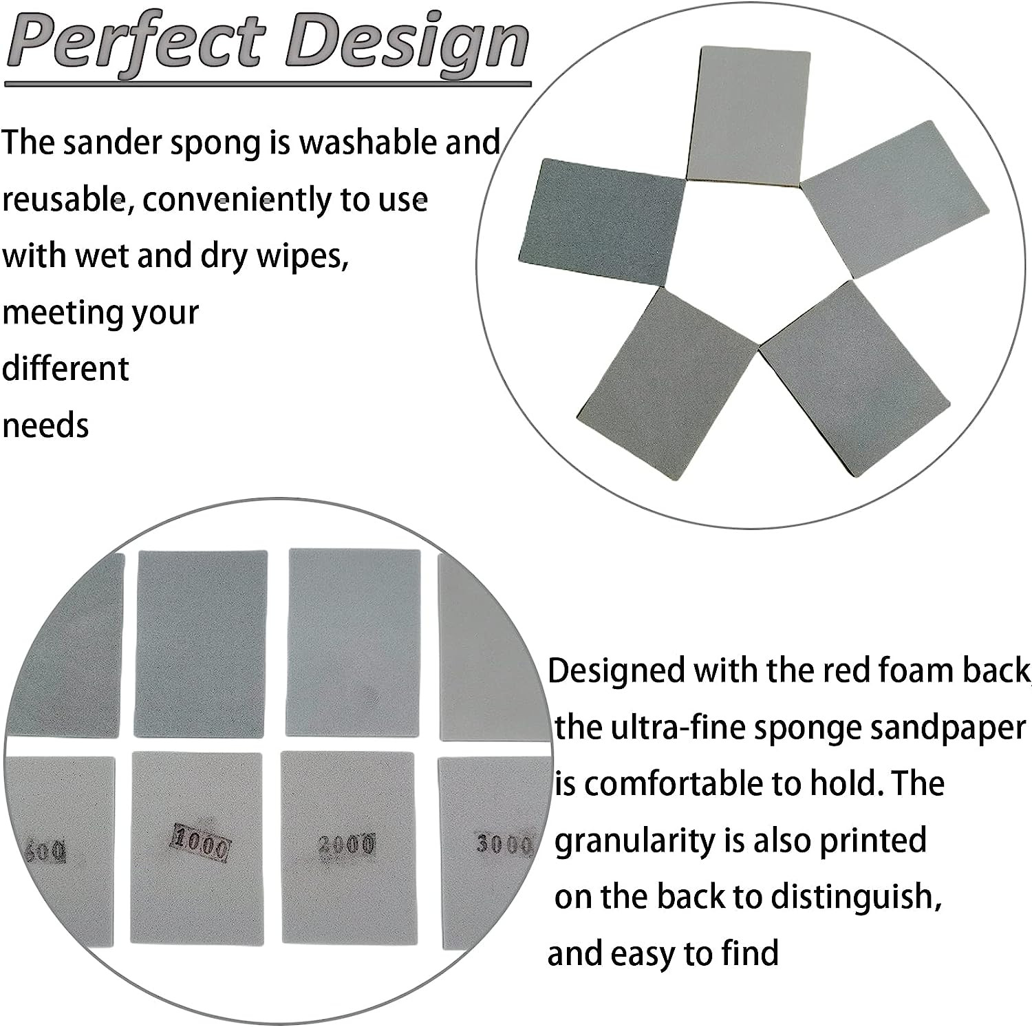 20 Pcs 3 X 4 Inch 400-3000 Grit Sanding Sponge Set, Ultra Fine Sanding Sponges P