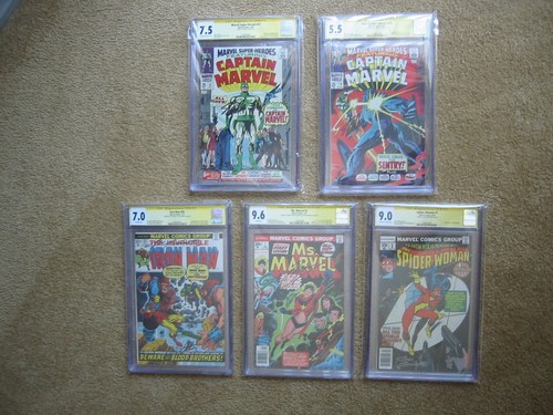 Marvel Super-Heroes #12 #13 Iron Man #55 Ms Marvel #1 Spider Woman #1 CGC Signed