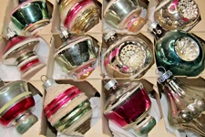 Lot VTG Glass Assorted TORNADO SWIRL Indent DROP Christmas Ornament Corning