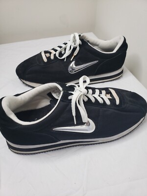 RARE 2002 NIKE CORTEZ JEWEL VINTAGE SNEAKERS Blk/Wht/Silve RARE 2002 NIKE CORTEZ JEWEL VINTAGE SNEAKERS Blk/Wht/Silve
