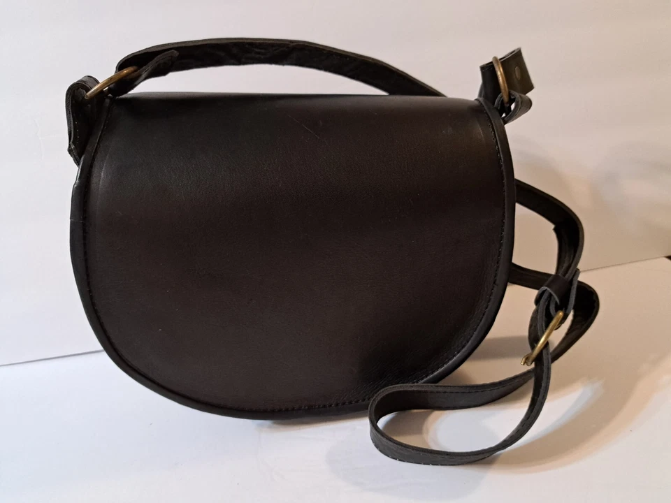 Columbia Carriel Couro Transversal Nova Bolsa de Mão Couro Marrom Escuro/Branco Cabelo - Imagem 3 de 4