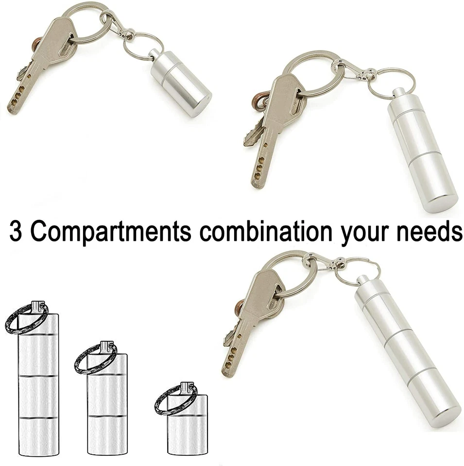 2 Pcs Keychain Portable Pill Case for 3 Compartments Holder Container Organizer - Image 4 of 4