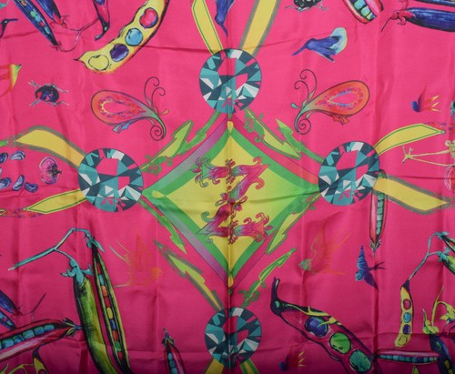 Bufanda Zephyr 100 % seda morera fucsia rosa Starburst Andante 35" X 35" nueva con etiquetas - Imagen 4 de 8