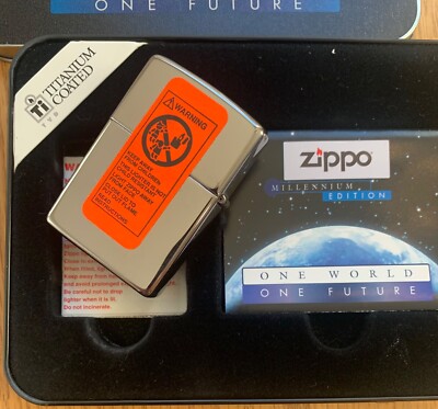 ZIPPO TITANIUM COATED ONE WORLD ONE FUTURE LIGHTER NEVER ZIPPO TITANIUM COATED ONE WORLD ONE FUTURE LIGHTER NEVER