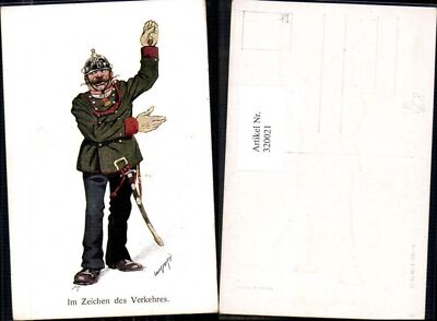 320021,Künstler Ak Carl Josef Pollak Polizist Uniform Karikatur pub B.K.W.I. 971