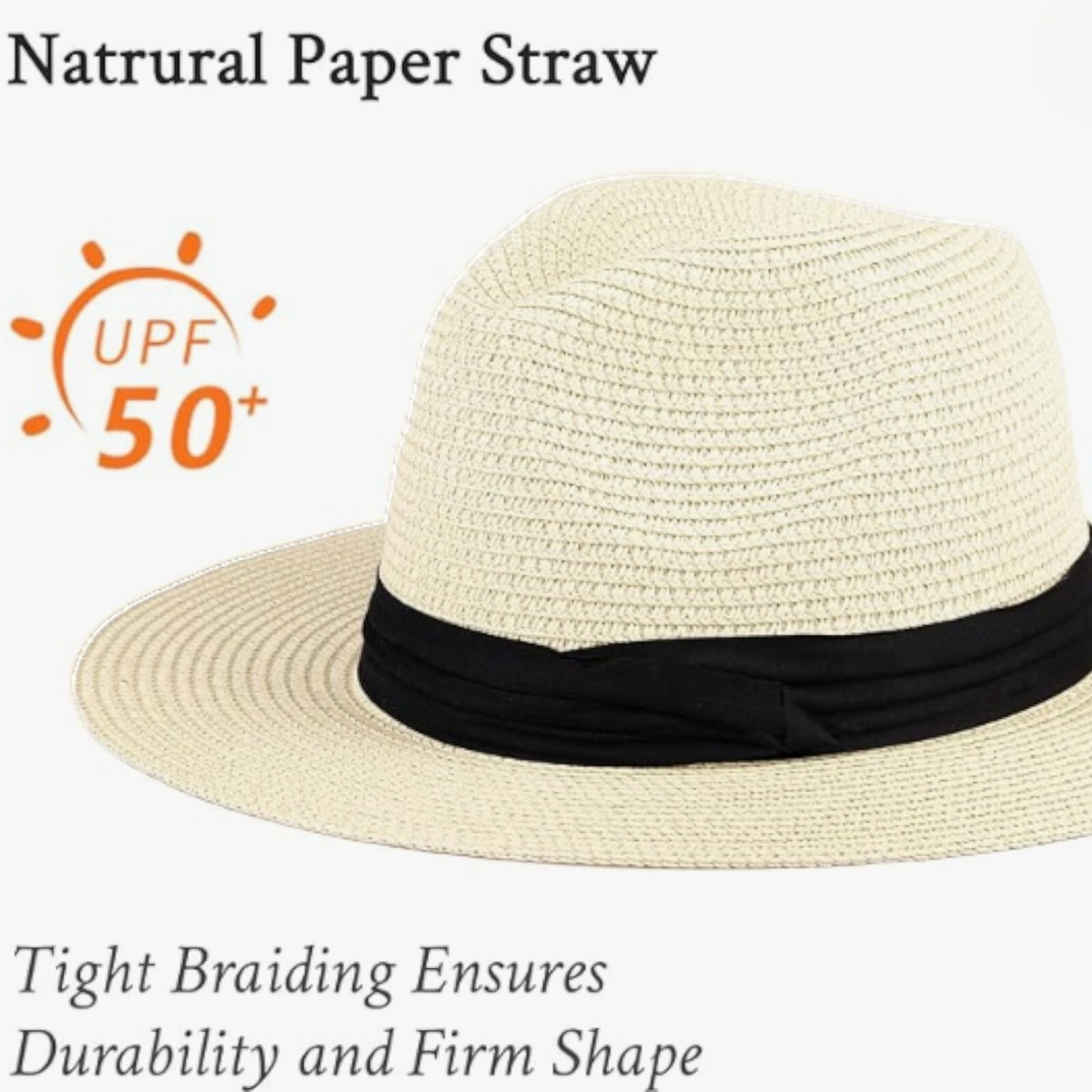 Wide Brim Paper Straw Panama Hat, Summer Sun Protection, Woven craftorahaven | Unisex Straw Panama hat – Wide Brim Beach  main image 2