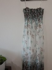 Beboutique Dress  Womens Small  Smocked Bodice Lined with sheer Overlay New